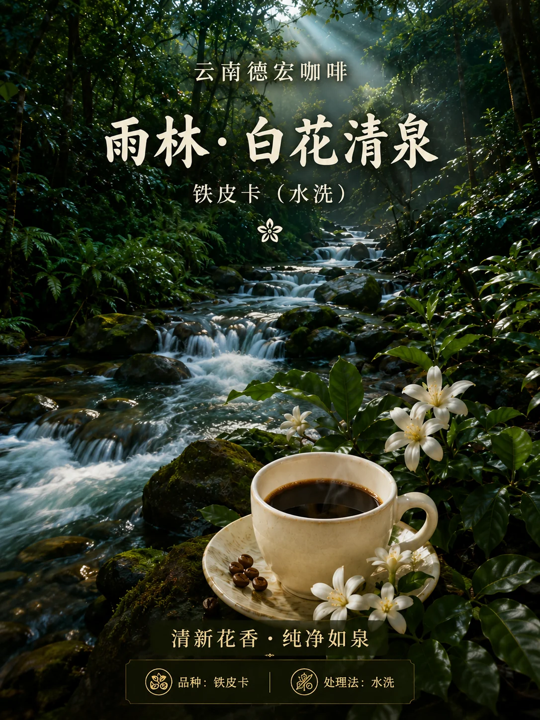 雨林·白花清泉铁皮卡水洗咖啡豆产品图