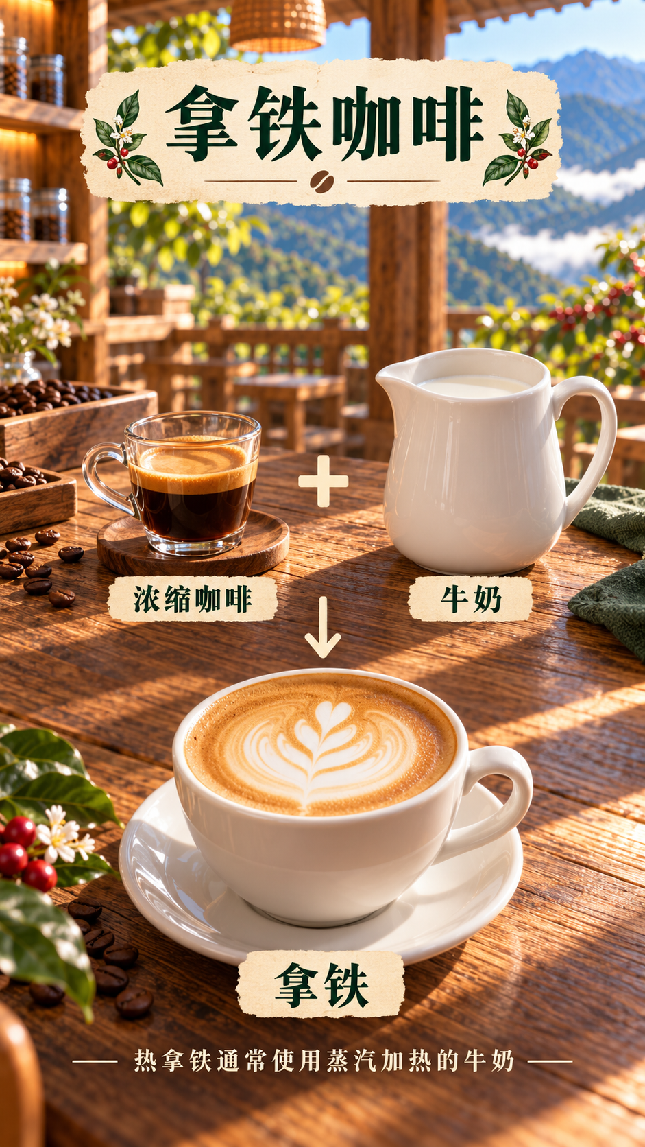 拿铁:以浓缩咖啡与牛奶为基础。图为概念示意。